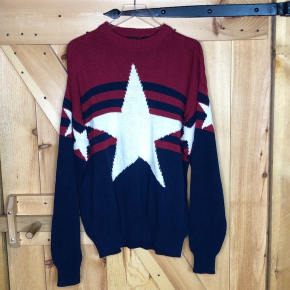 Vintage Sweaters - vintage stars and stripes cotton sweater